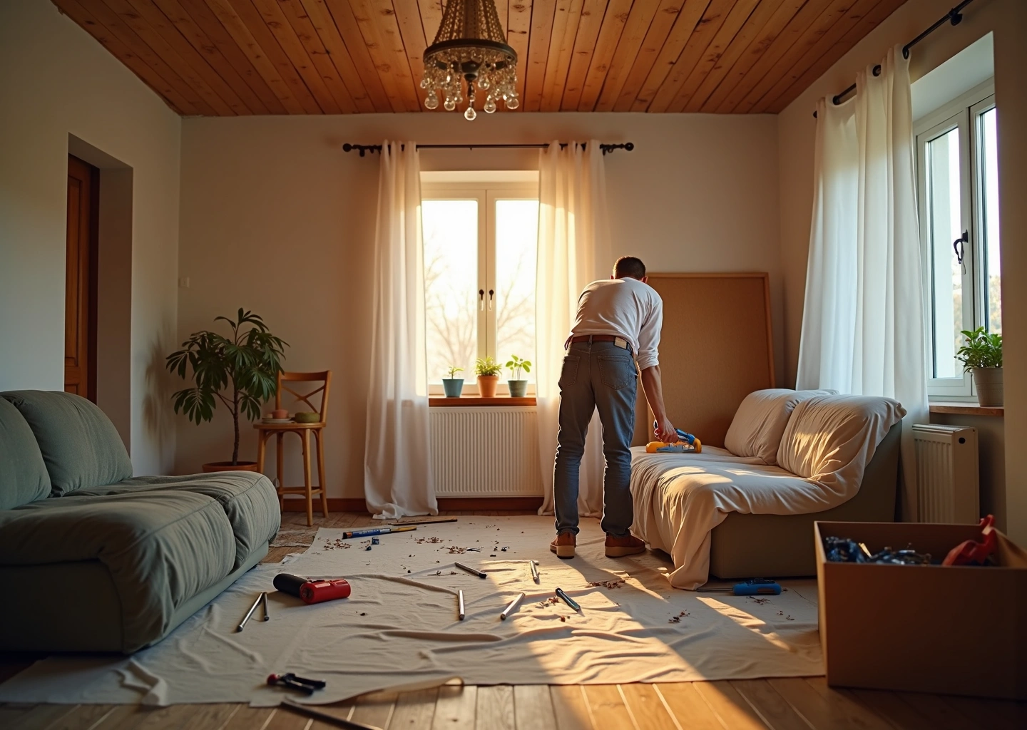 Интерьер дома в России во время ремонта с использованием доступных материалов и выполнением самостоятельных работ