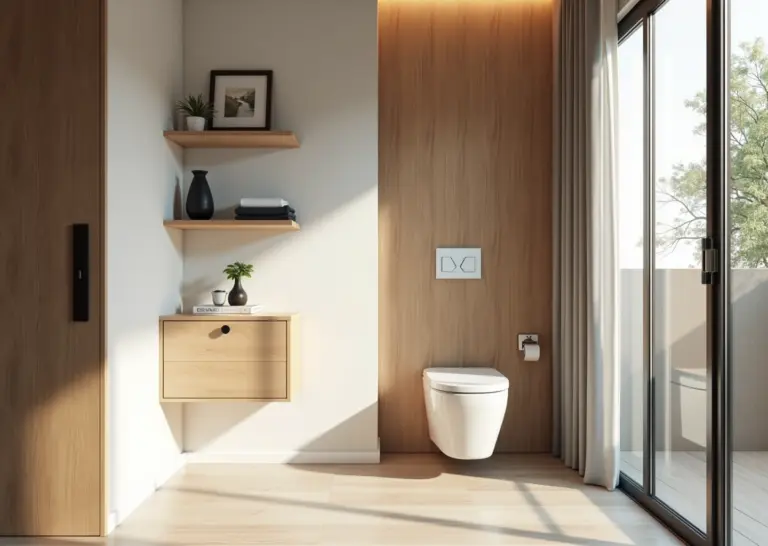 Современный коридор балкон и туалет с стеновыми панелями из ПВХ и МДФ в интерьере